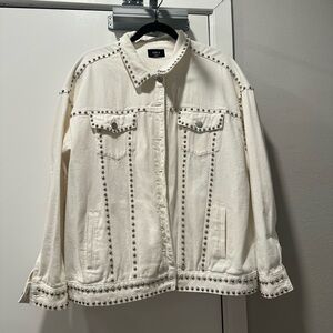 Women's Studded White Jean Jacket